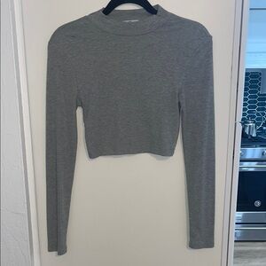 BP Gray Long Sleeve Ribbed Crop Top | S